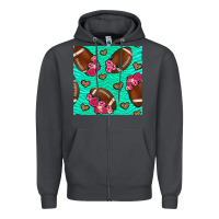 Smoke american football roses and hearts seamless pattern Zipper Hoodie - BundleAndBundleShop