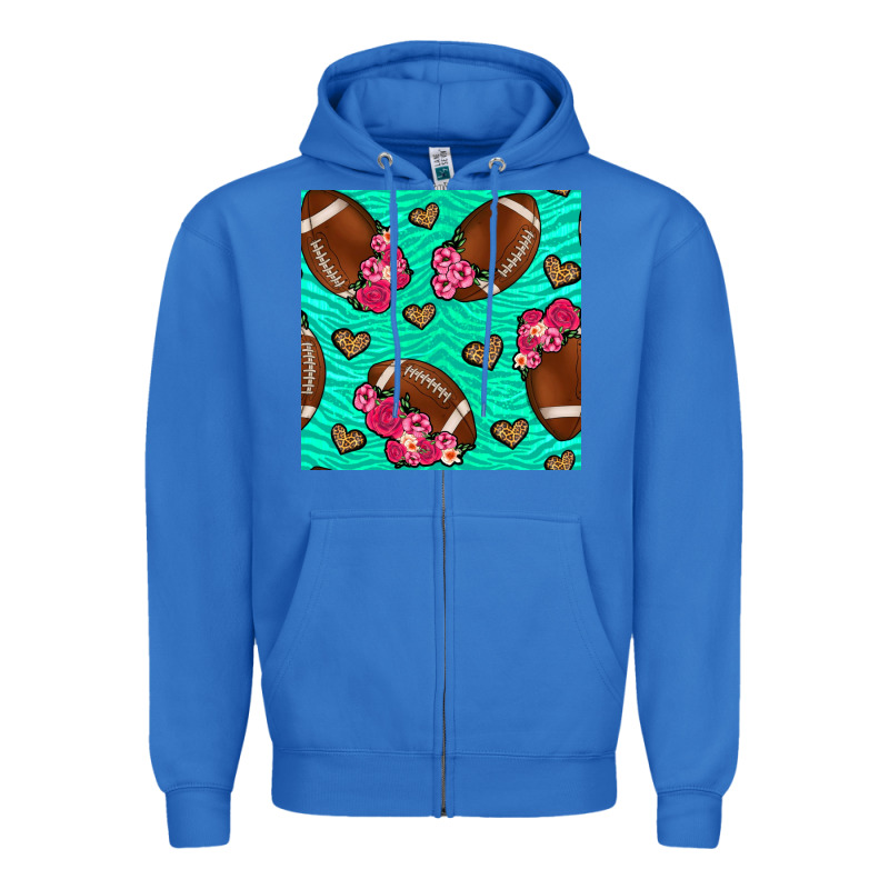 American Football Roses And Hearts Seamless Pattern Zipper Hoodie by BundleAndBundleShop | Teevron