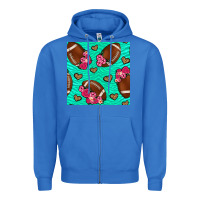True Royal american football roses and hearts seamless pattern Zipper Hoodie - BundleAndBundleShop