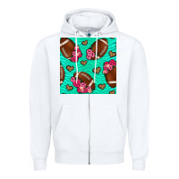 White american football roses and hearts seamless pattern Zipper Hoodie - BundleAndBundleShop