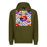 Army Green Pride lgbtq lips and heart lollipop seamless patte Premium Hoodie - BundleAndBundleShop