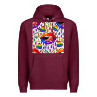 Burgundy Pride lgbtq lips and heart lollipop seamless patte Premium Hoodie - BundleAndBundleShop