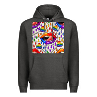 Charcoal Heather Pride lgbtq lips and heart lollipop seamless patte Premium Hoodie - BundleAndBundleShop