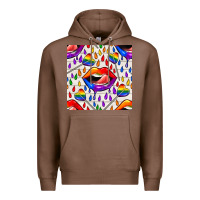 Chestnut Pride lgbtq lips and heart lollipop seamless patte Premium Hoodie - BundleAndBundleShop