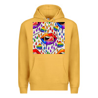 Mustard Pride lgbtq lips and heart lollipop seamless patte Premium Hoodie - BundleAndBundleShop