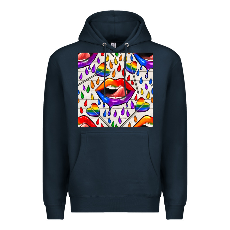Pride Lgbtq Lips And Heart Lollipop Seamless Patte Premium Hoodie by BundleAndBundleShop | Teevron