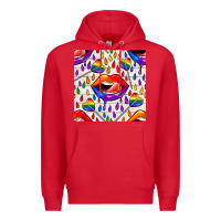 Red Pride lgbtq lips and heart lollipop seamless patte Premium Hoodie - BundleAndBundleShop