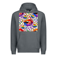 Rock Pride lgbtq lips and heart lollipop seamless patte Premium Hoodie - BundleAndBundleShop