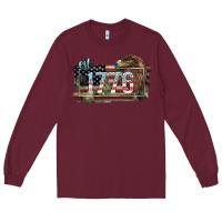 Burgundy Eat. 1776 eagle 4th of july Long Sleeve Tee - HowdyJamesFarm