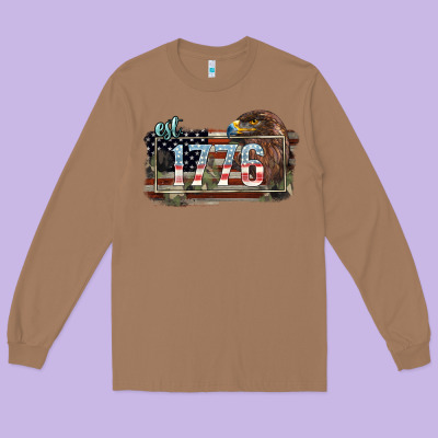 Eat. 1776 Eagle 4th Of July Long Sleeve Tee Designed By Howdyjamesfarm
