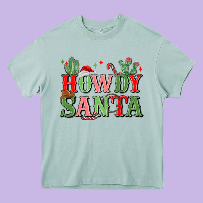 Howdy Santa Heavy Core Tee Designed By Maliassmallbusiness