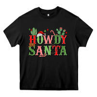 Black howdy santa Heavy Core Tee - MaliasSmallBusiness