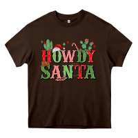 Chocolate Brown howdy santa Heavy Core Tee - MaliasSmallBusiness