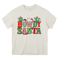Cream howdy santa Heavy Core Tee - MaliasSmallBusiness