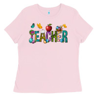 Bubblegum Pink Easter Teacher Ladies Tee - NancyCooperArtShop