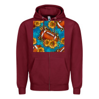 Burgundy american football with leopard Zipper Hoodie - BundleAndBundleShop