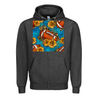 Charcoal Heather american football with leopard Zipper Hoodie - BundleAndBundleShop