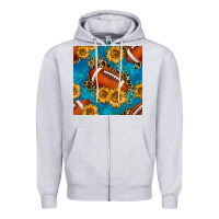 Heather Grey american football with leopard Zipper Hoodie - BundleAndBundleShop