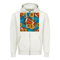 Oatmeal Heather american football with leopard Zipper Hoodie - BundleAndBundleShop