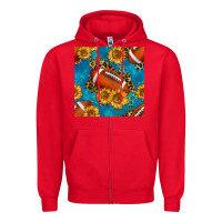 Red american football with leopard Zipper Hoodie - BundleAndBundleShop