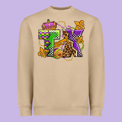 Texas Mardi Gras Olivia Heavyweight Sweatshirt Designed By Oliviacreatesart