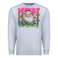 Heather Grey merry merry merry christmas Premium Sweatshirt - CowhideDigitalArt
