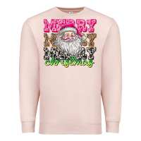 Pale Pink merry merry merry christmas Premium Sweatshirt - CowhideDigitalArt