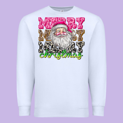 Merry Merry Merry Christmas Premium Sweatshirt Designed By Cowhidedigitalart