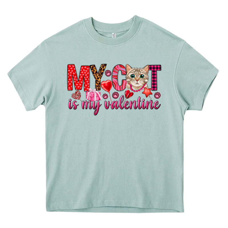 My Cat Is My Valentine Heavy Core Tee by NancyCooperArtShop | Teevron