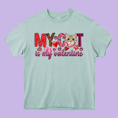 My Cat Is My Valentine Heavy Core Tee Designed By Nancycooperartshop