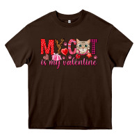 Chocolate Brown my cat is my valentine Heavy Core Tee - NancyCooperArtShop