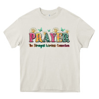 Cream prayer the strongest wireless connection Heavy Core Tee - JahusDesignShop