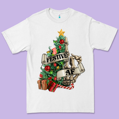 Festive Af Christmas Middle Finger Premium Tee Designed By Nancycooperartshop