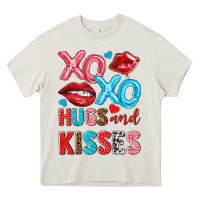 Cream xo xo hugs and kisses Heavy Core Tee - NancyCooperArtShop