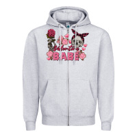 Heather Grey Valentine Babe Valentine's Day Skull Zipper Hoodie - FaDigitalArtStudio