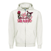 Oatmeal Heather Valentine Babe Valentine's Day Skull Zipper Hoodie - FaDigitalArtStudio