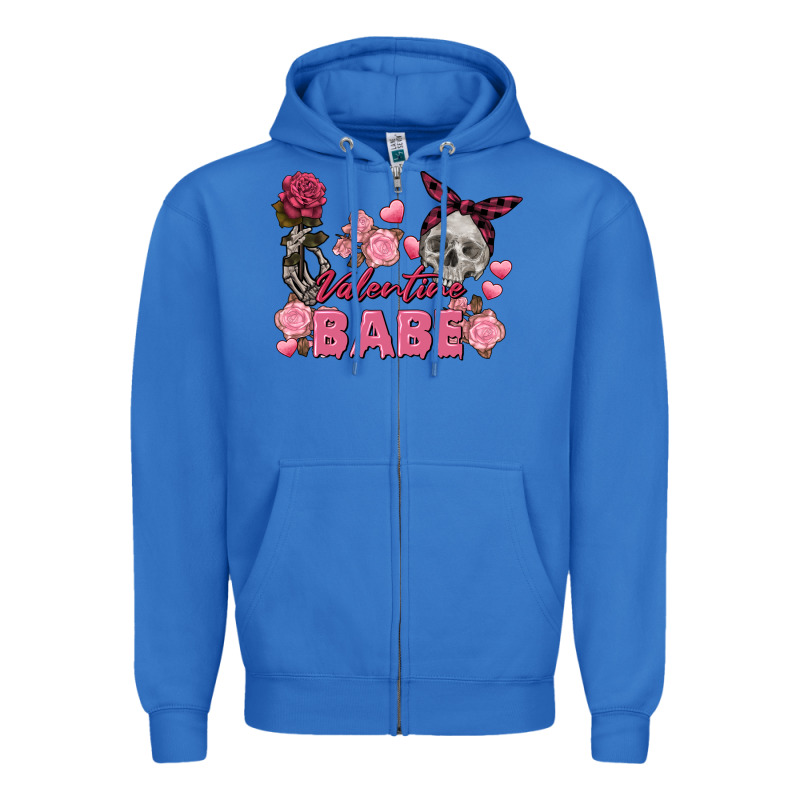 Valentine Babe Valentine's Day Skull Zipper Hoodie by FaDigitalArtStudio | Teevron