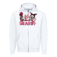 White Valentine Babe Valentine's Day Skull Zipper Hoodie - FaDigitalArtStudio