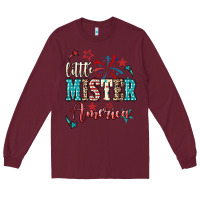 Burgundy Little mister America 4th of july Long Sleeve Tee - HowdyJamesFarm