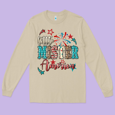 Little Mister America 4th Of July Long Sleeve Tee Designed By Howdyjamesfarm
