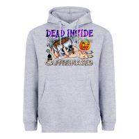 Heather Grey Dead Inside Caffeinated Heavyweight Hoodie - CowhideDigitalArt