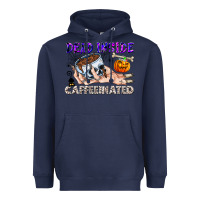 Navy Dead Inside Caffeinated Heavyweight Hoodie - CowhideDigitalArt