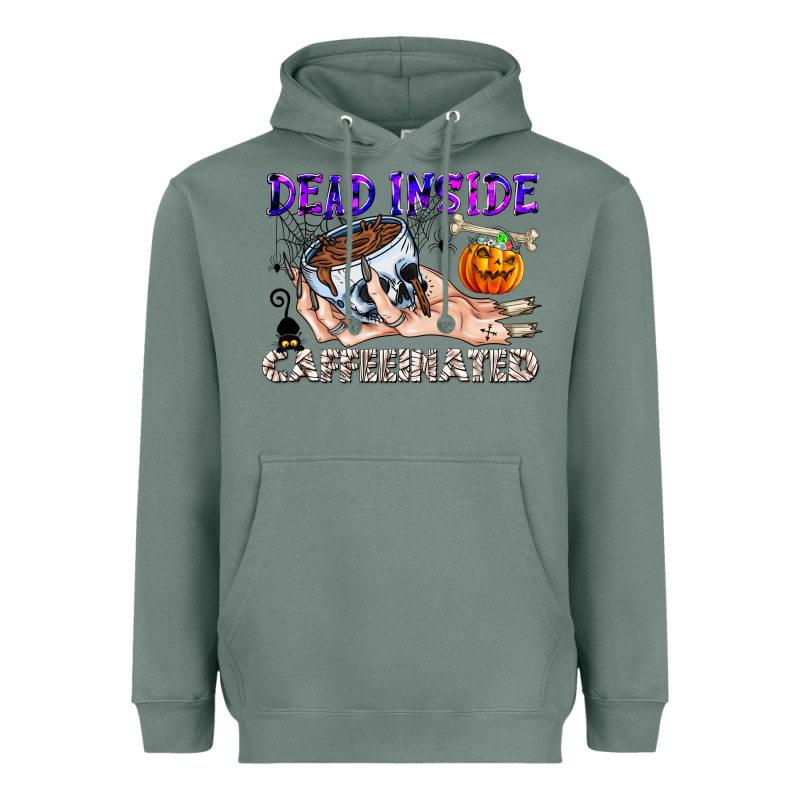 Dead Inside Caffeinated Heavyweight Hoodie by CowhideDigitalArt | Teevron