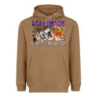 Toasted Coconut Dead Inside Caffeinated Heavyweight Hoodie - CowhideDigitalArt