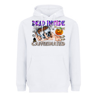 White Dead Inside Caffeinated Heavyweight Hoodie - CowhideDigitalArt