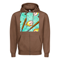 Chestnut baseball bat with thunders seamless pattern Zipper Hoodie - BundleAndBundleShop