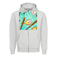 Dove Grey baseball bat with thunders seamless pattern Zipper Hoodie - BundleAndBundleShop