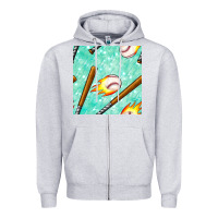 Baseball Bat With Thunders Seamless Pattern Zipper Hoodie | Teevron