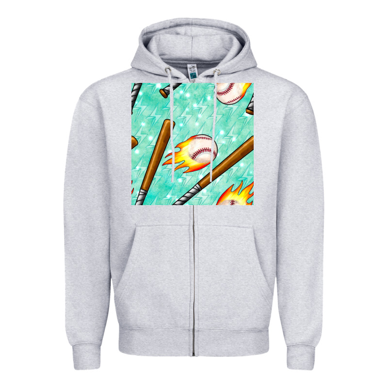 Baseball Bat With Thunders Seamless Pattern Zipper Hoodie by BundleAndBundleShop | Teevron
