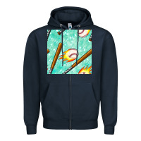 Navy baseball bat with thunders seamless pattern Zipper Hoodie - BundleAndBundleShop